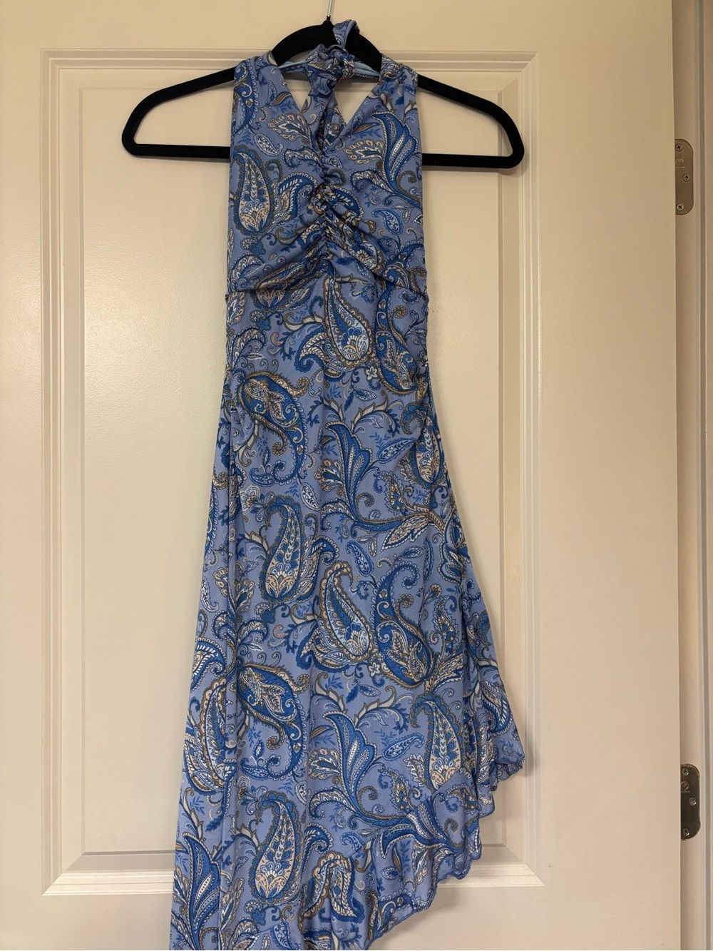 Blue Paisley Halter Midi Dress